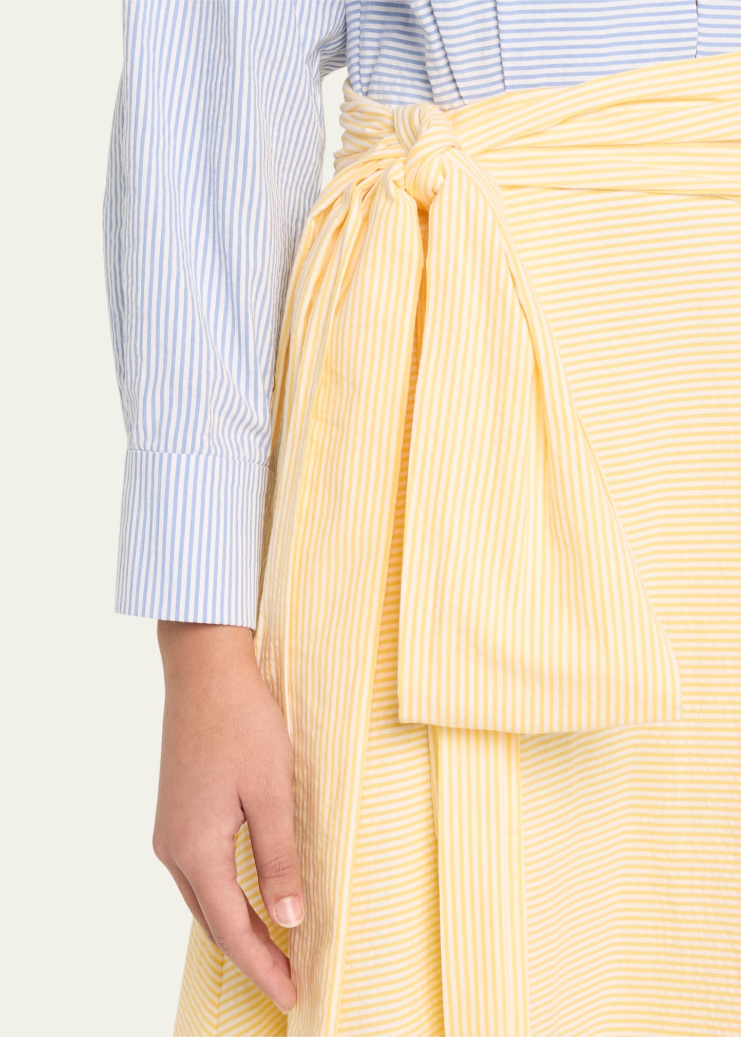 Stripe Wrap Dress with Bow - 5