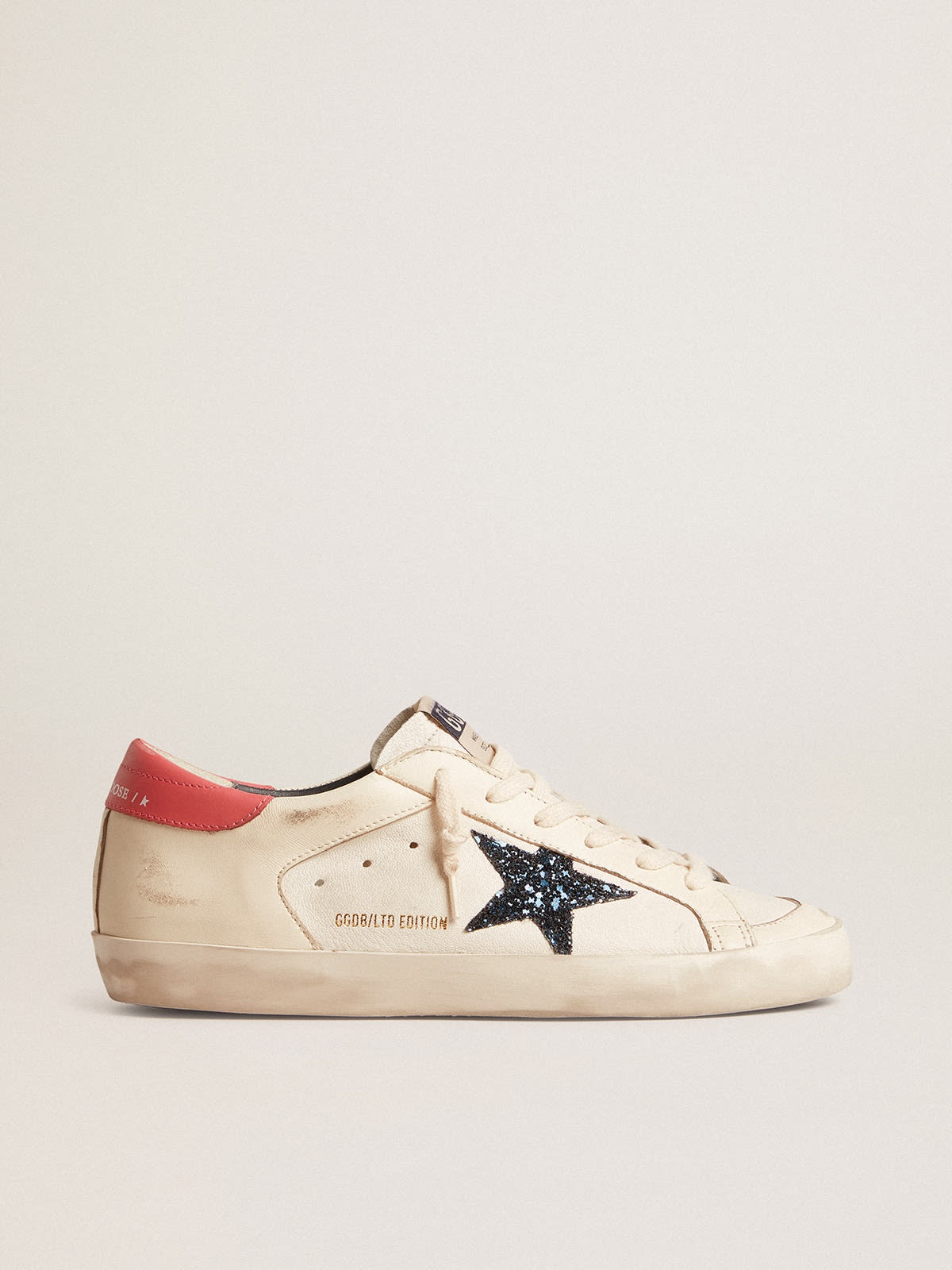 グース Golden Goose Super-Star LTD in nappa with blue glitter star