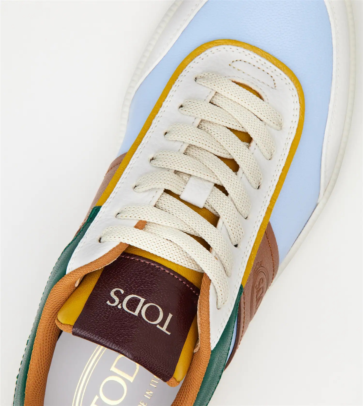 TOD'S TABS SNEAKERS IN LEATHER - LIGHT BLUE, BROWN, GREEN - 7