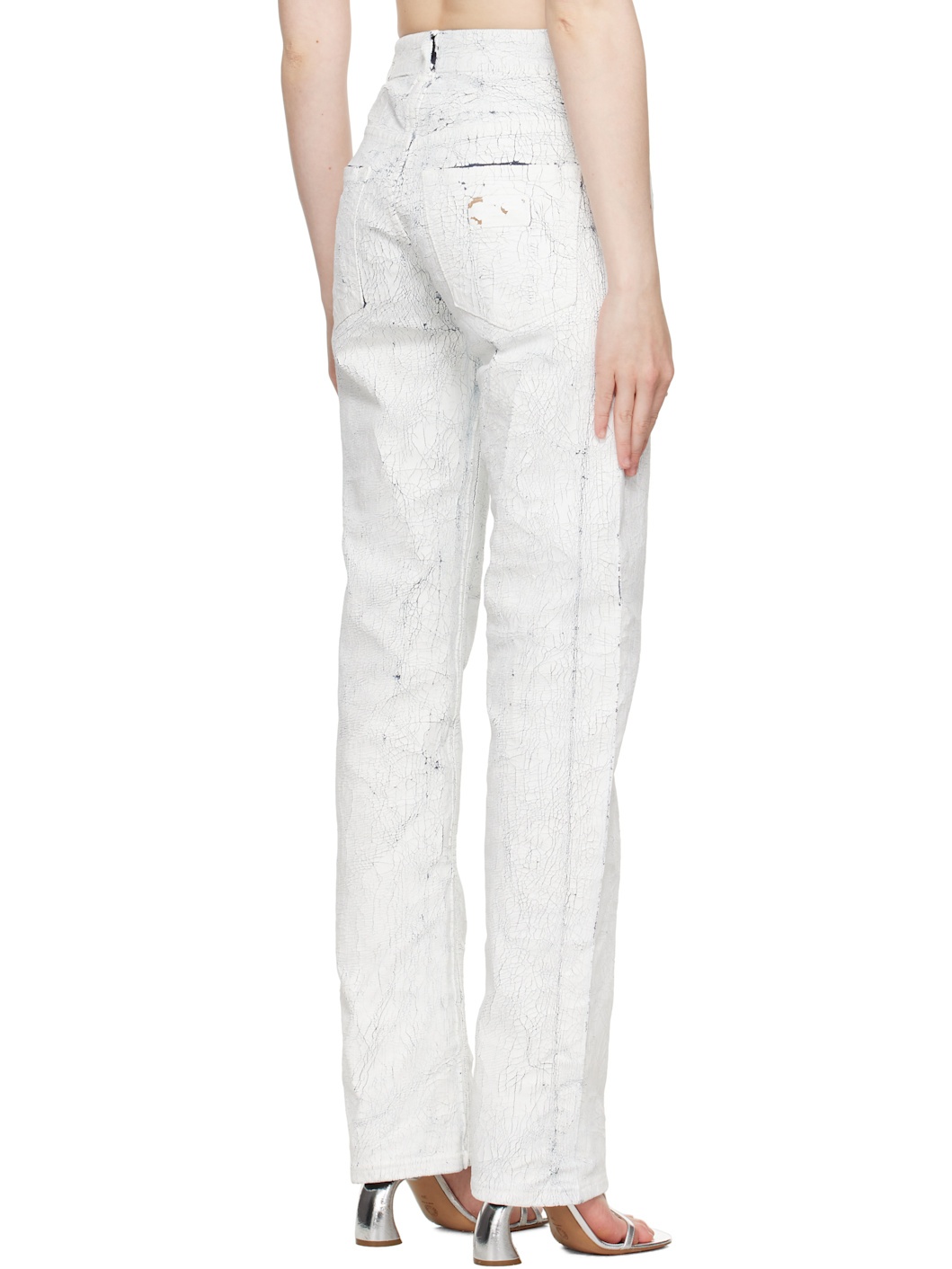 White & Navy 5 Pockets Jeans - 3