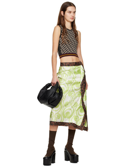 Dries Van Noten Green Draped Midi Skirt outlook