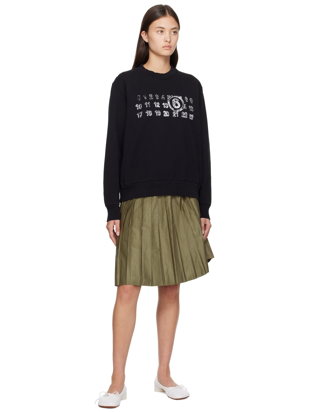 Khaki Pleated Midi Skirt - 4