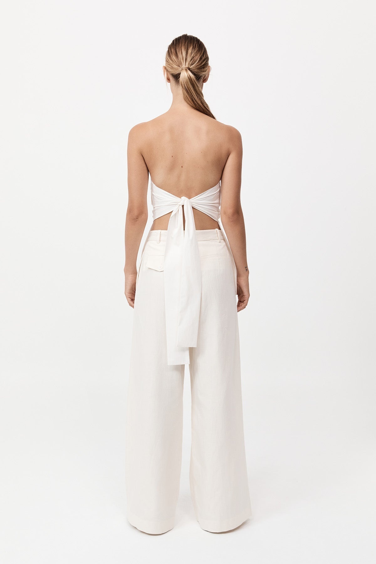 Strapless Tie Back Top - Off White - 6