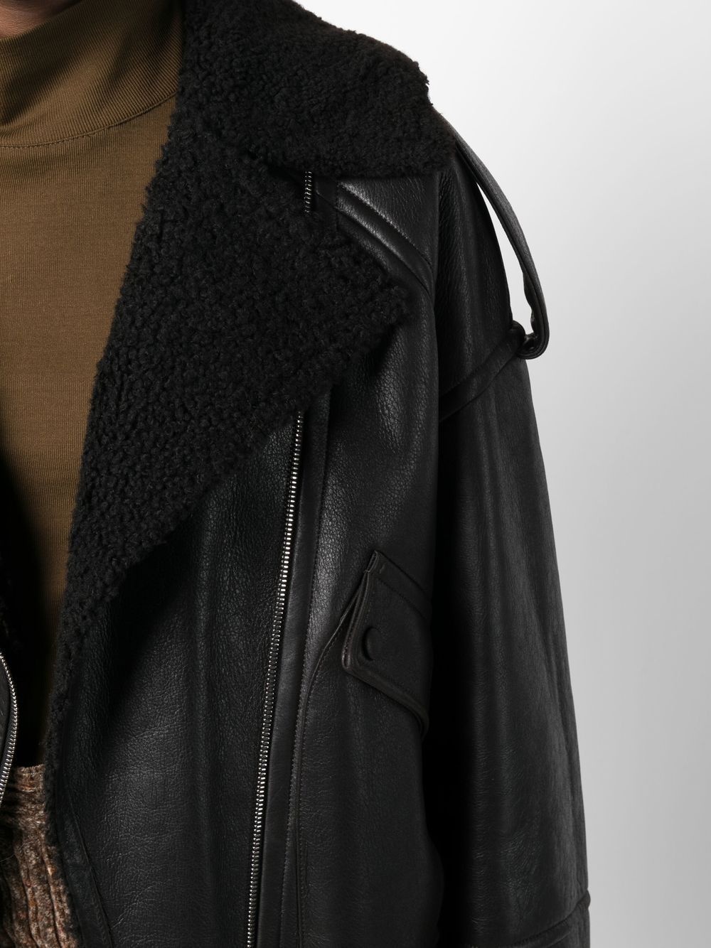 cracked-effect biker jacket - 5
