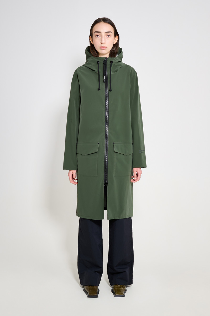 Stockholm Long Patch Raincoat Green 1