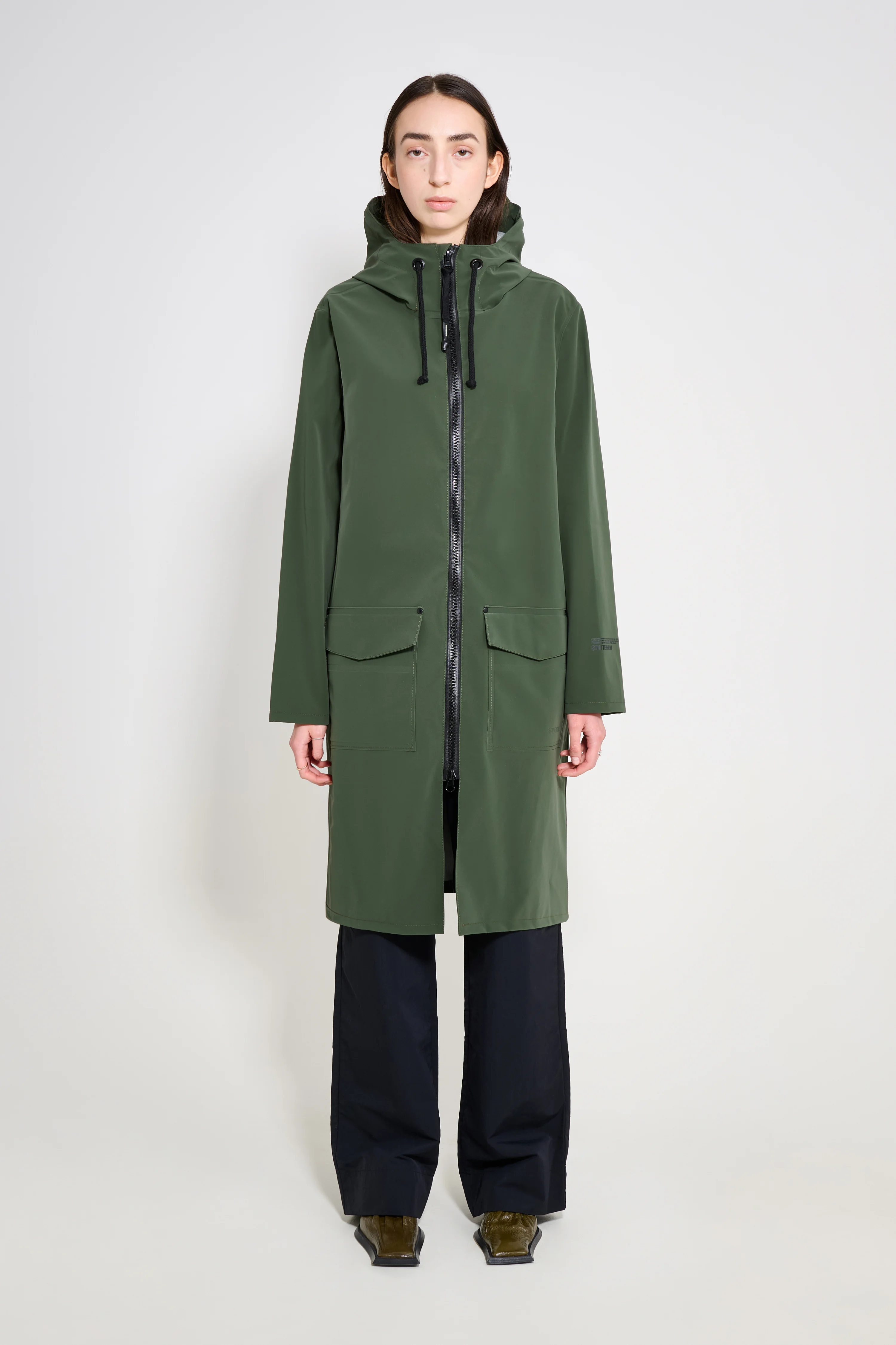 Stockholm Long Patch Raincoat Green - 1