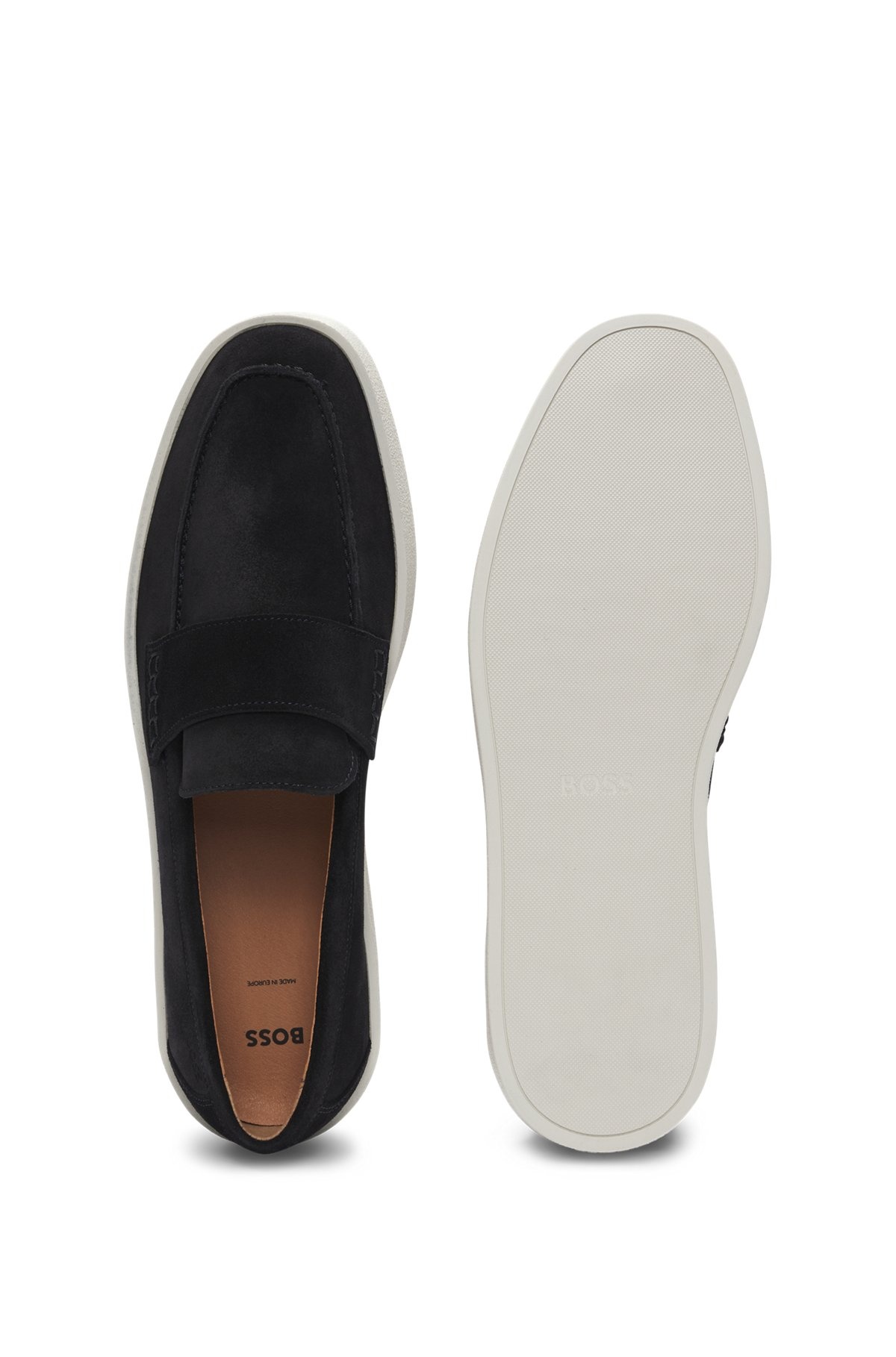 SUEDE PENNY LOAFERS WITH RUBBER SOLE - 4