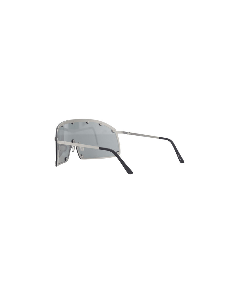 Rick Owens Grey Oversize Sunglasses With Stud Details And Bicolor Temples In Stainless Steel Man outlook