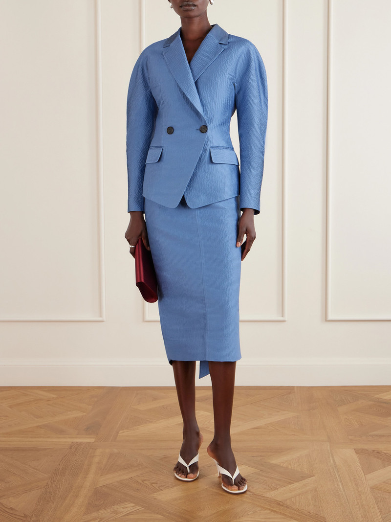 Lanvin Asymmetrical Satin-jacquard Midi Skirt outlook