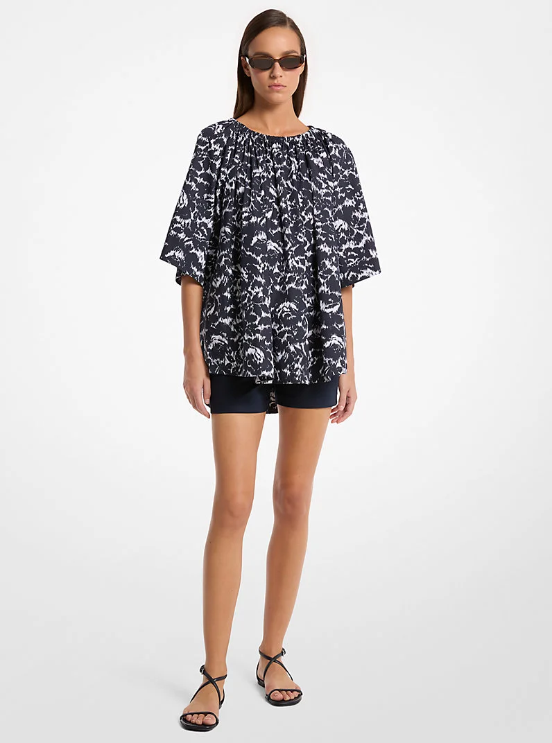 Floral Chiné Cotton Poplin Blouse - 1