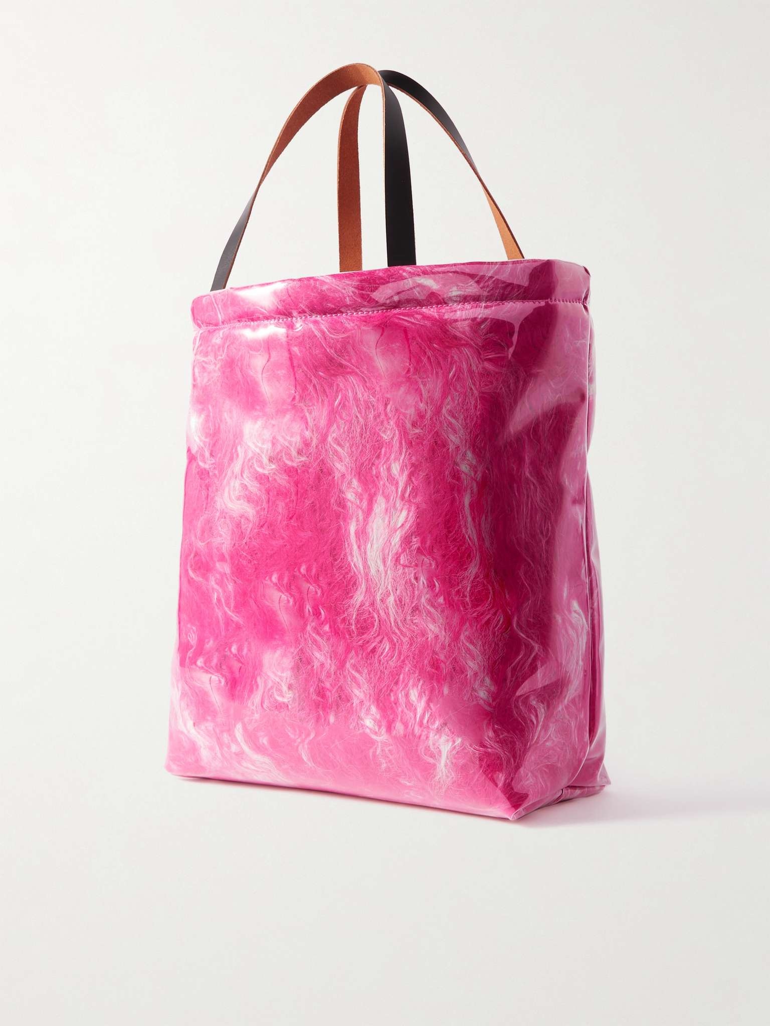 Leather-Trimmed Faux Fur and PVC Tote Bag - 4