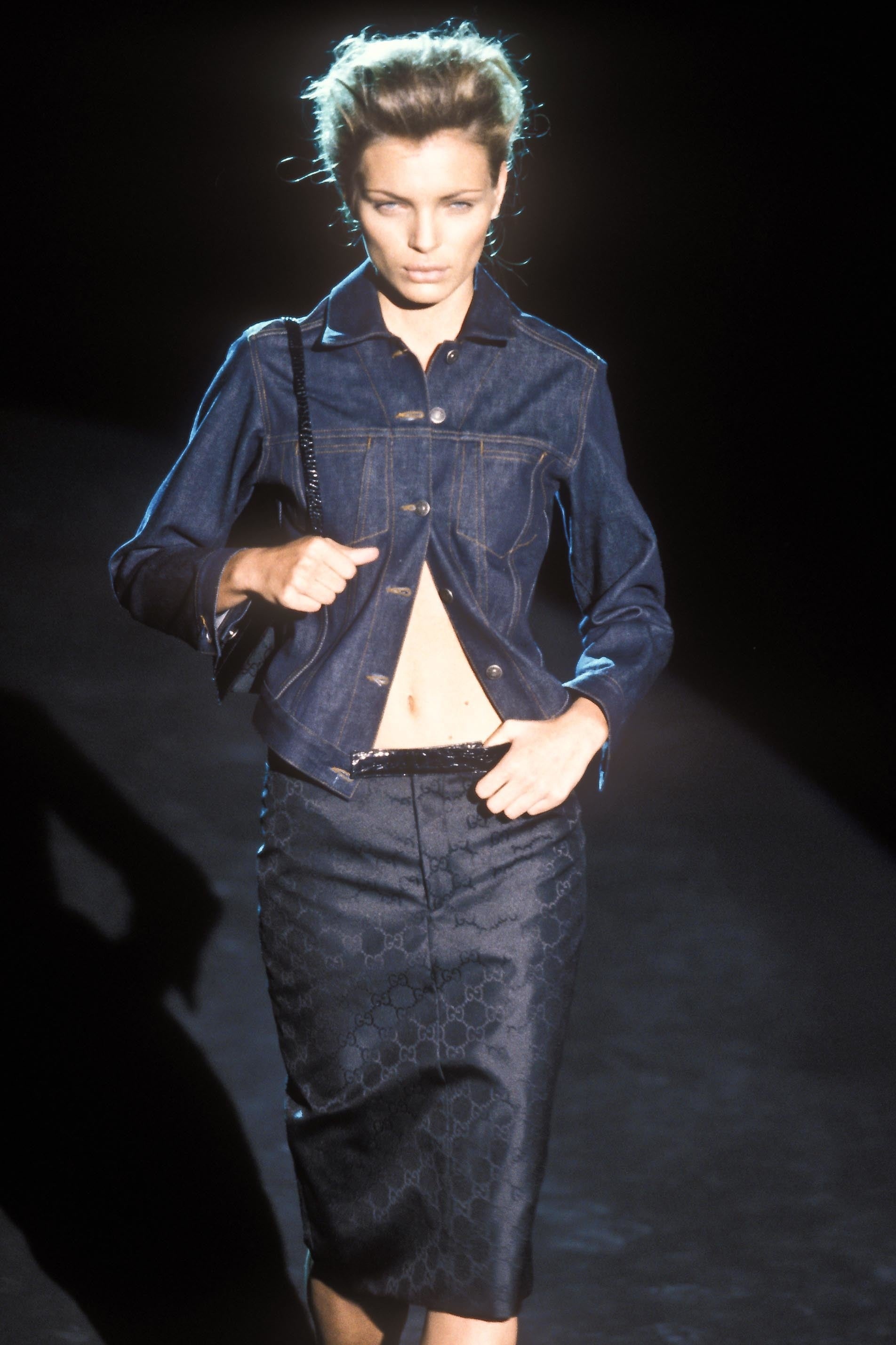 Gucci Spring 1998 Tom Ford Esther Cañadas Look#32 Raw Denim Jacket 42 - 16