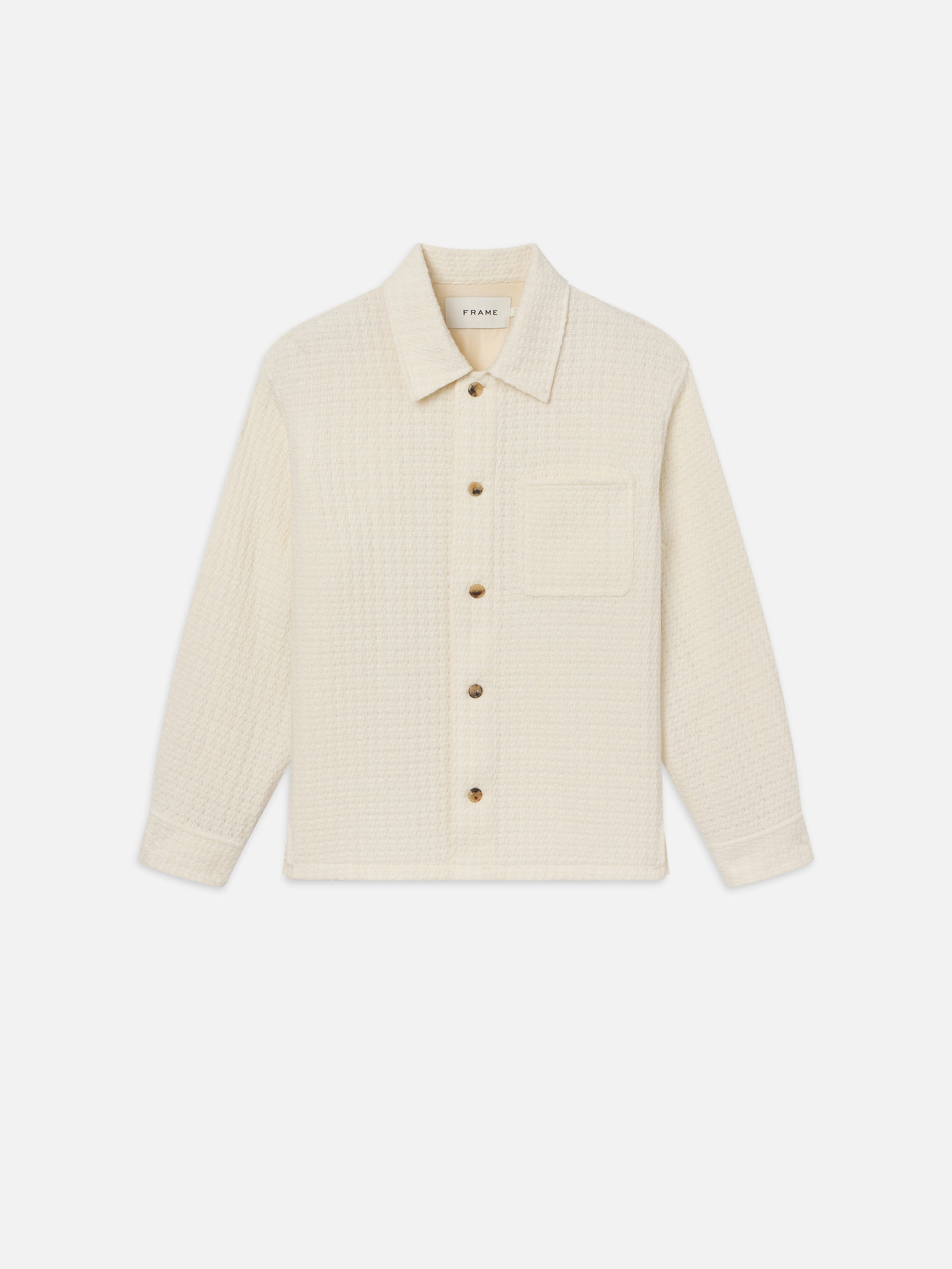 Textured Shirt Jacket in Off White - 1