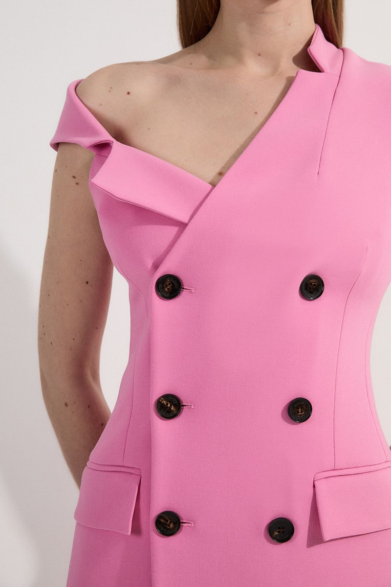 KAREN MILLEN Compact Stretch Asymmetric Collar Tailored Pencil Maxi Dress outlook