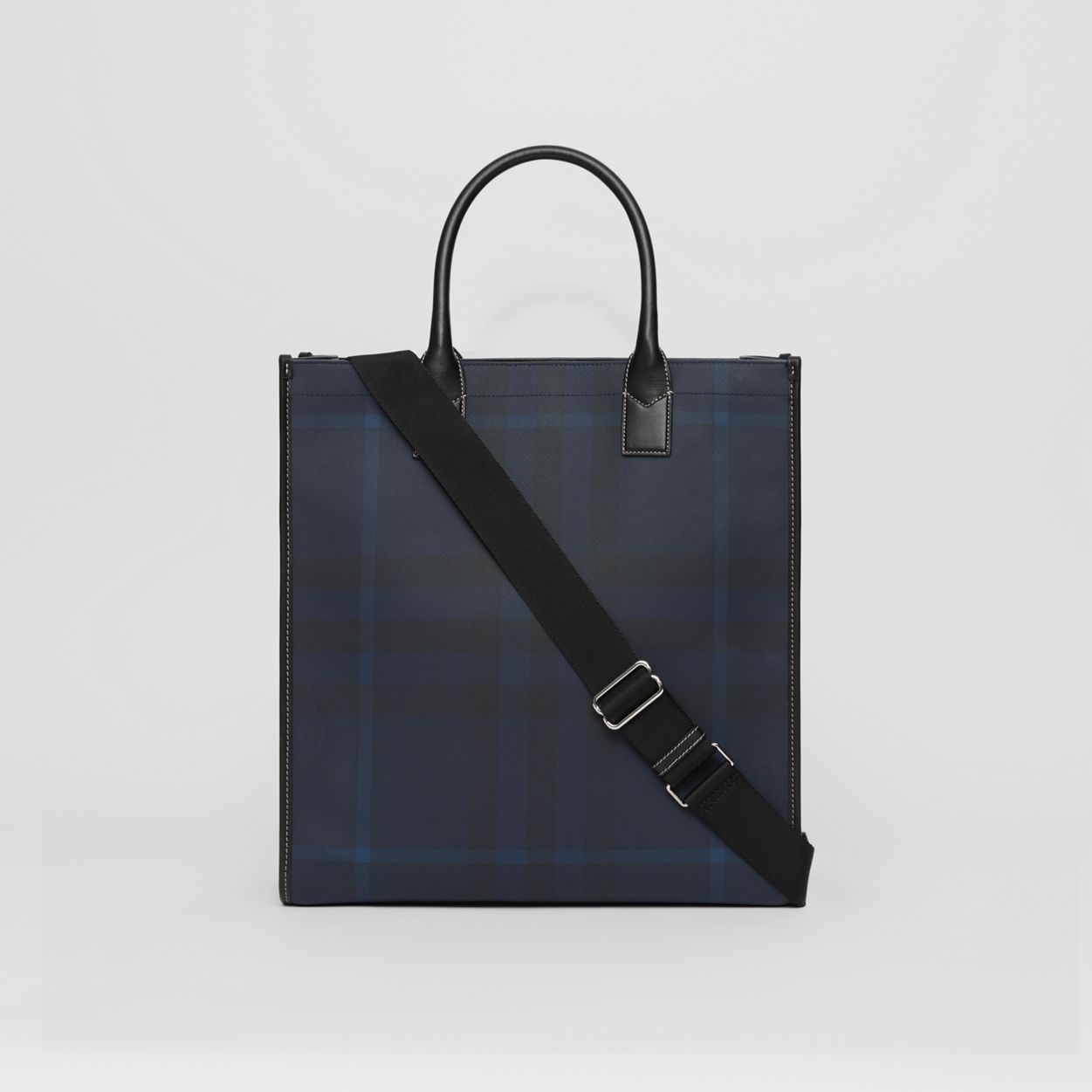 Exaggerated Check and Leather Tote - 8
