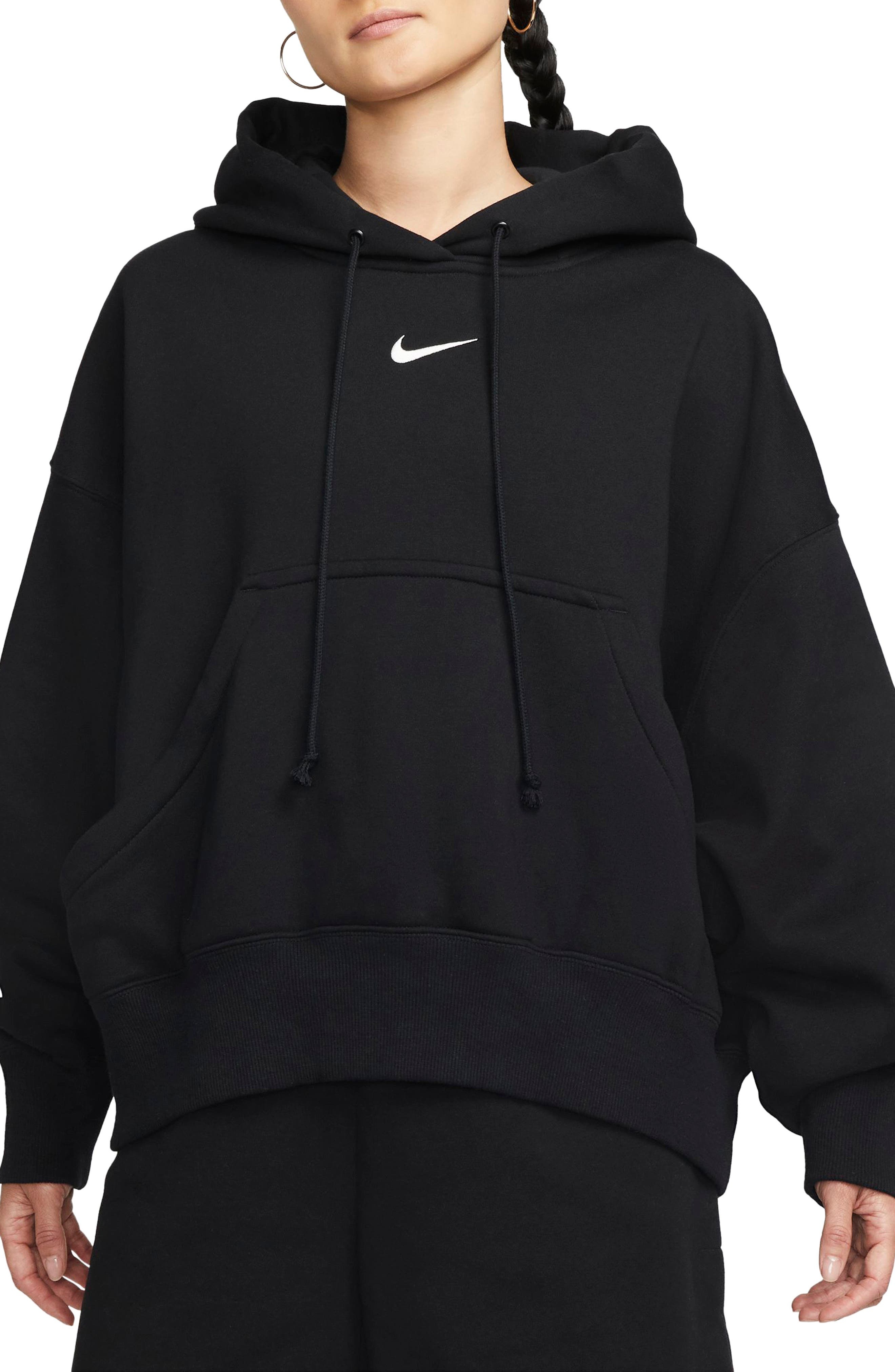 Nike Sportswear Phoenix Fleece Pullover Hoodie in 010 Black/sail at Nordstrom - 1