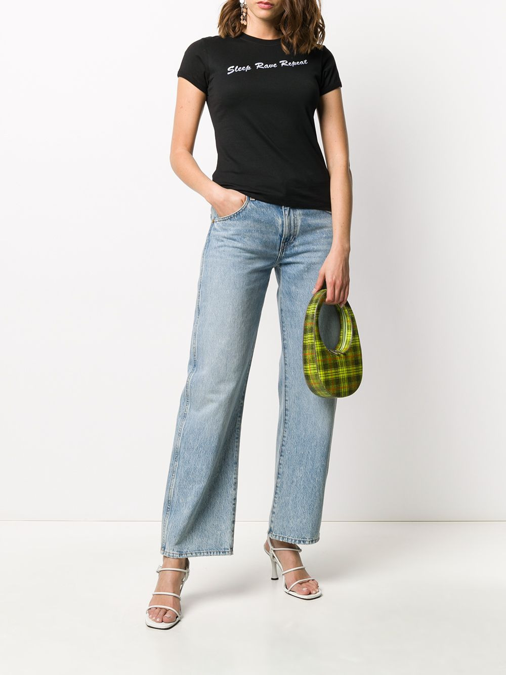 slogan print fitted T-shirt - 2