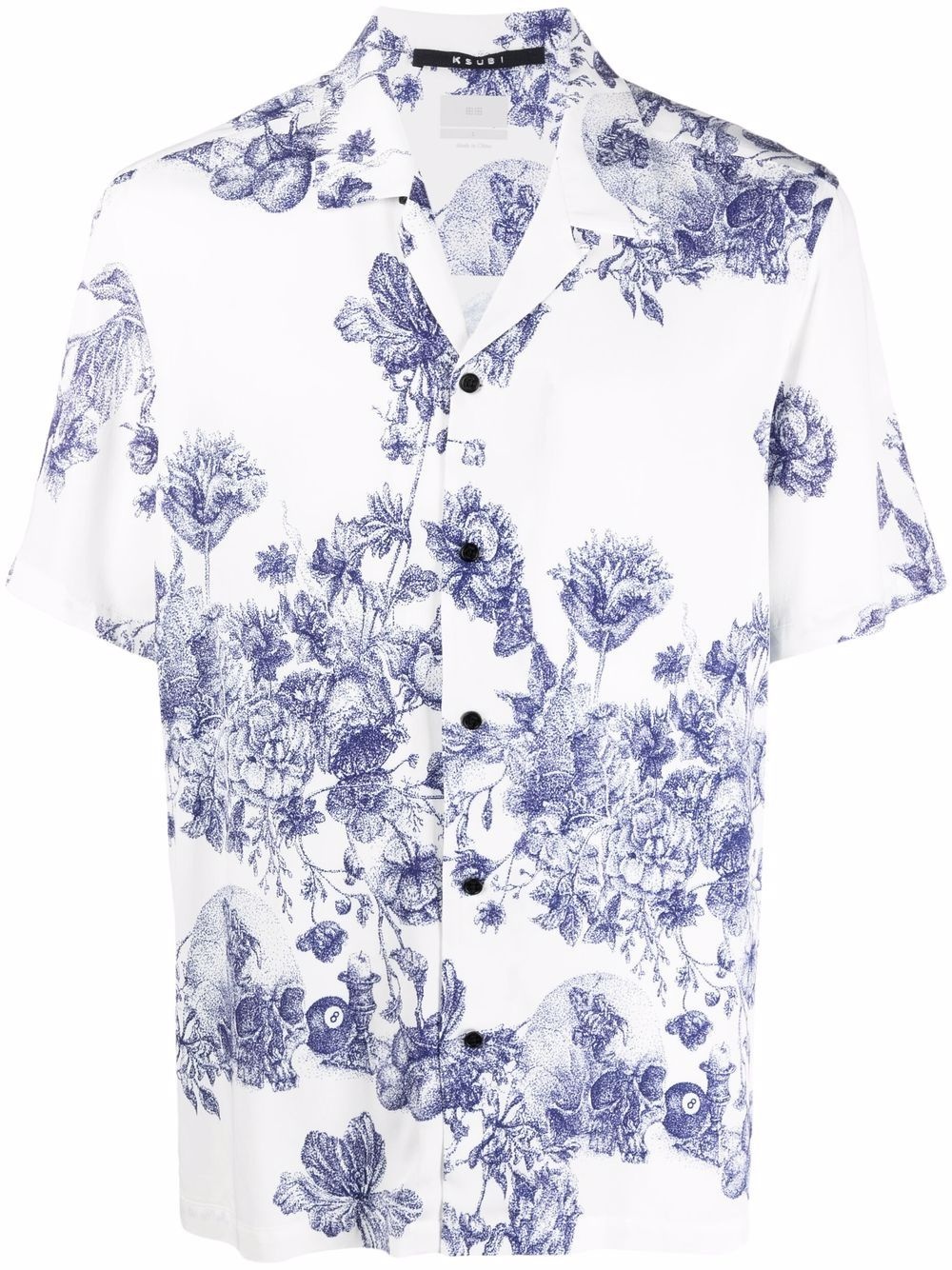 floral-print short-sleeved shirt - 1