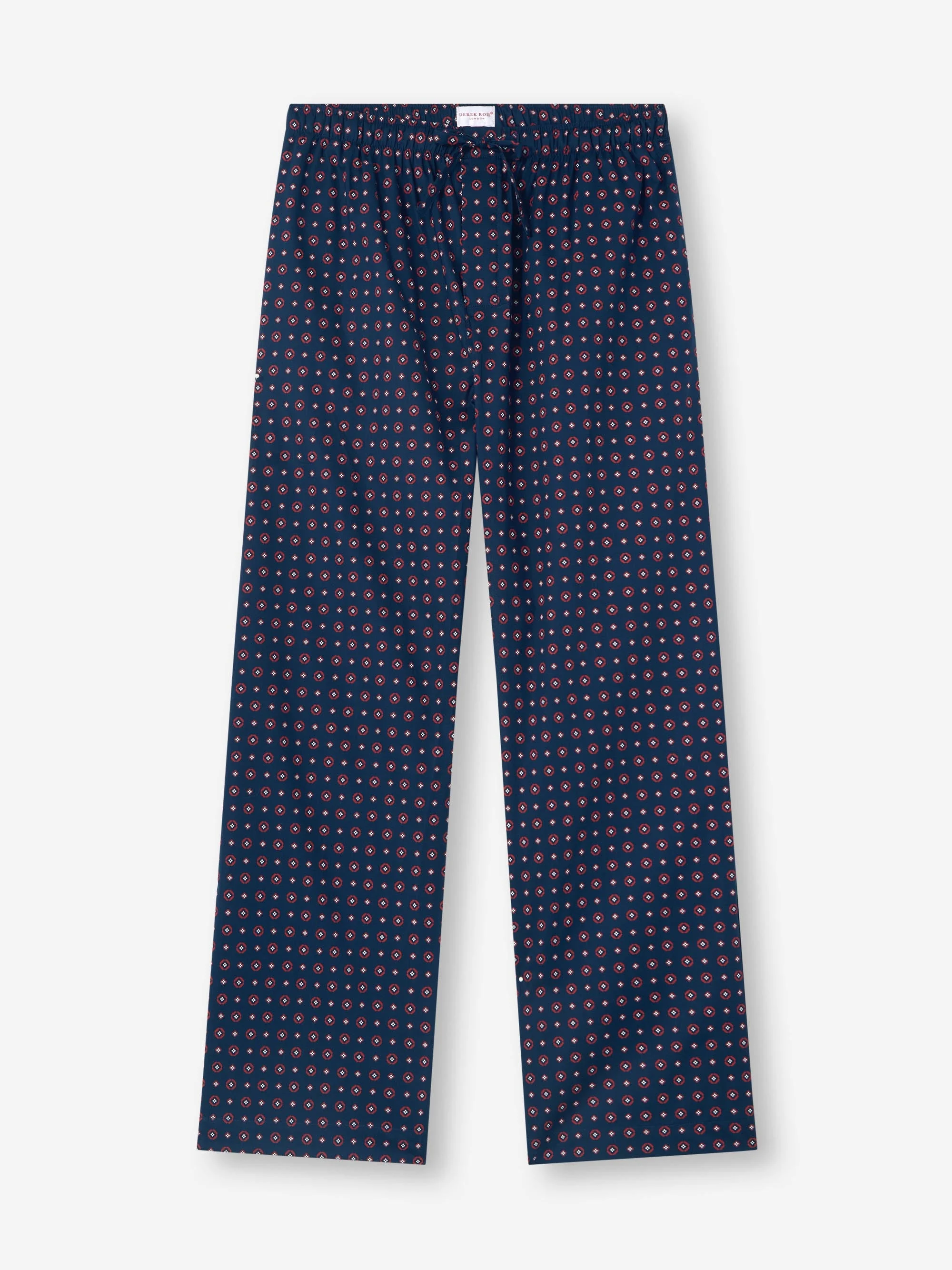 Men's Lounge Pants Cotton Batiste Navy Blue Rose Motif - 1