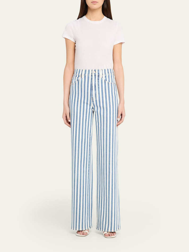VERONICA BEARD Taylor High-Rise Wide-Leg Striped Jeans outlook