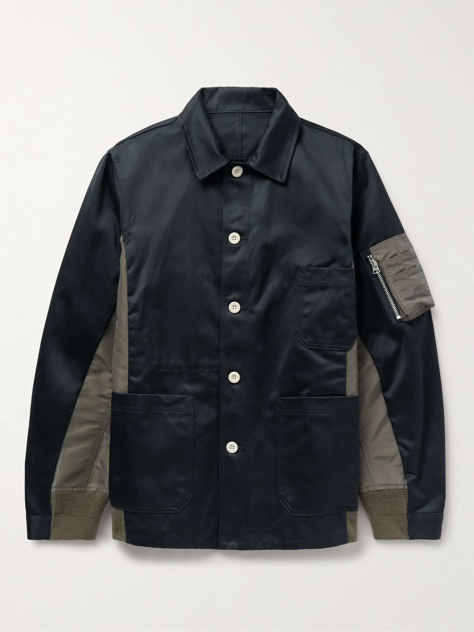 Zip-Detailed Panelled Cotton-Twill and Nylon Jacket - 1
