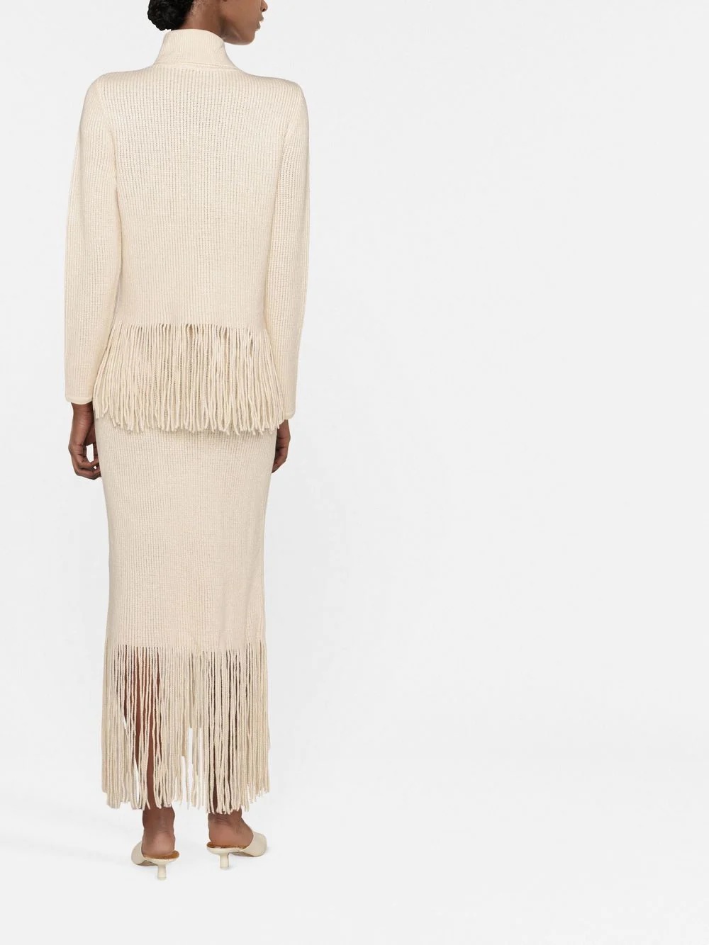 fringe-detail high-waisted skirt - 3