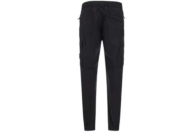 Stone Island Stone Island 31303 Stretch Cotton Tela 'Paracadute' Garment Dyed Cargo Pants Black outlook