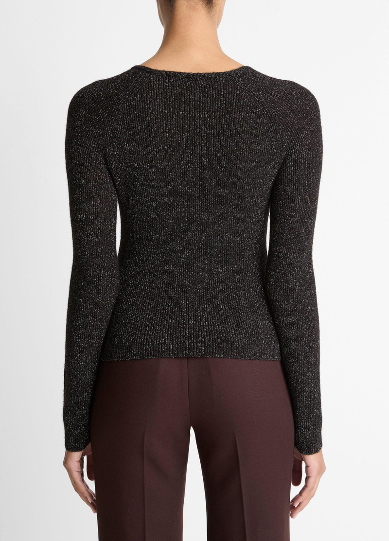 Vince Metallic Ribbed High V-Neck Sweater outlook