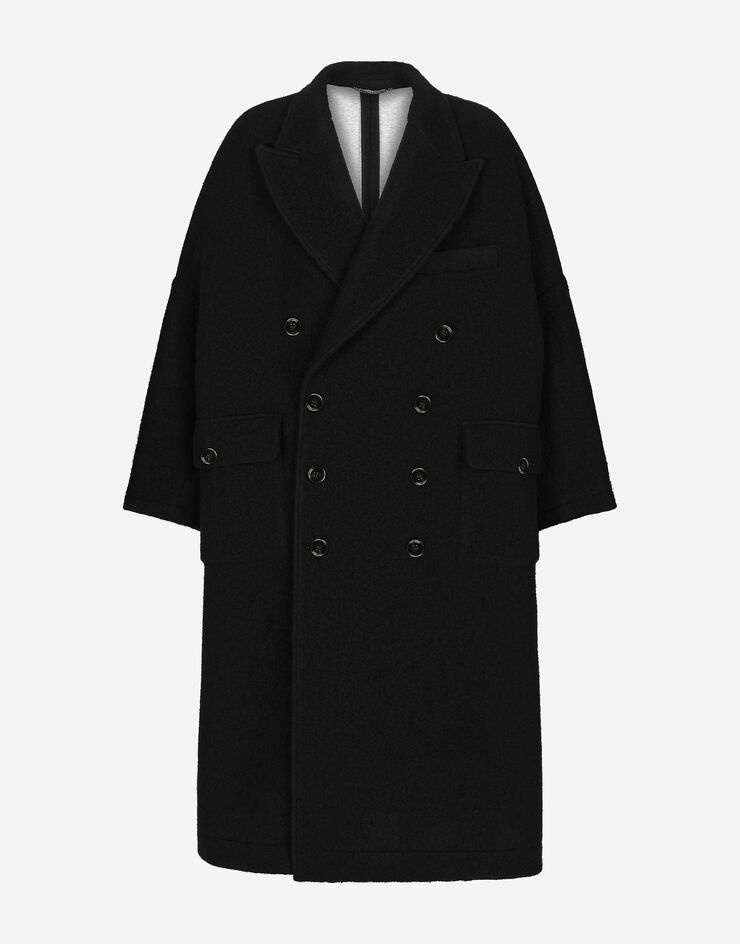 Double-breasted boiled wool coat - 3