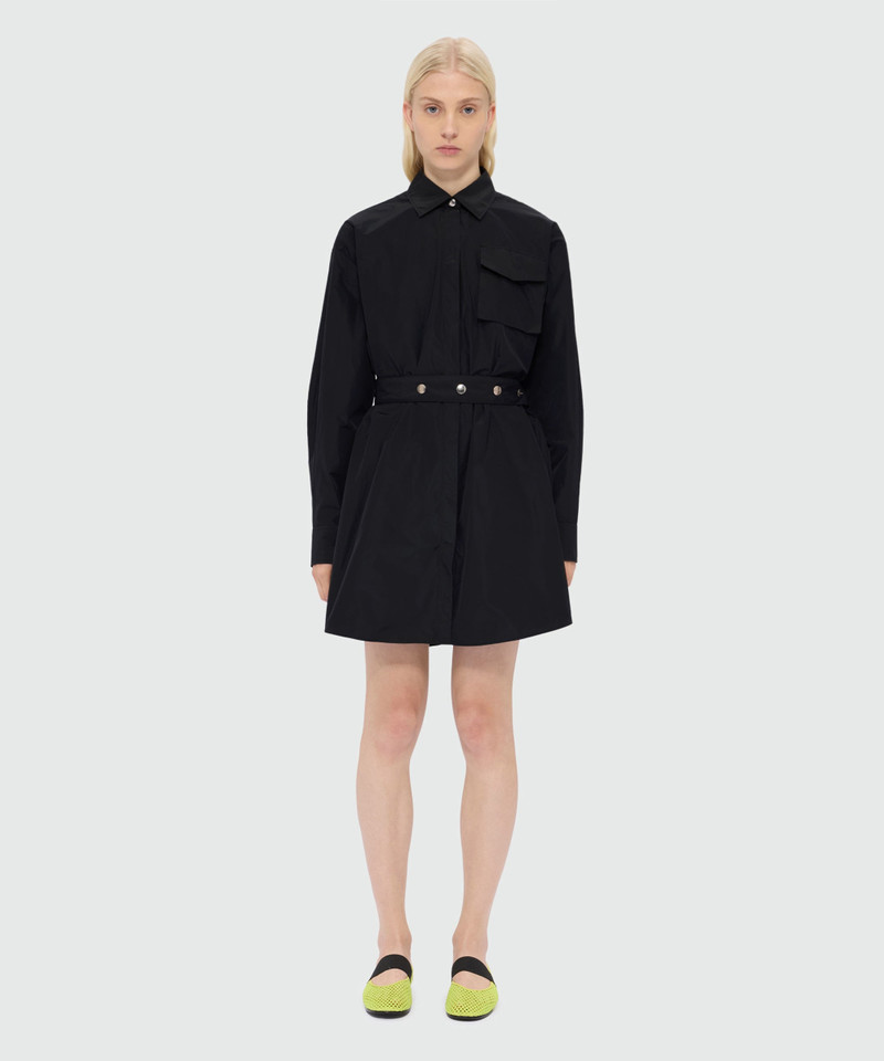 MSGM Black taffeta chemisier with removable belt and metal buttons outlook