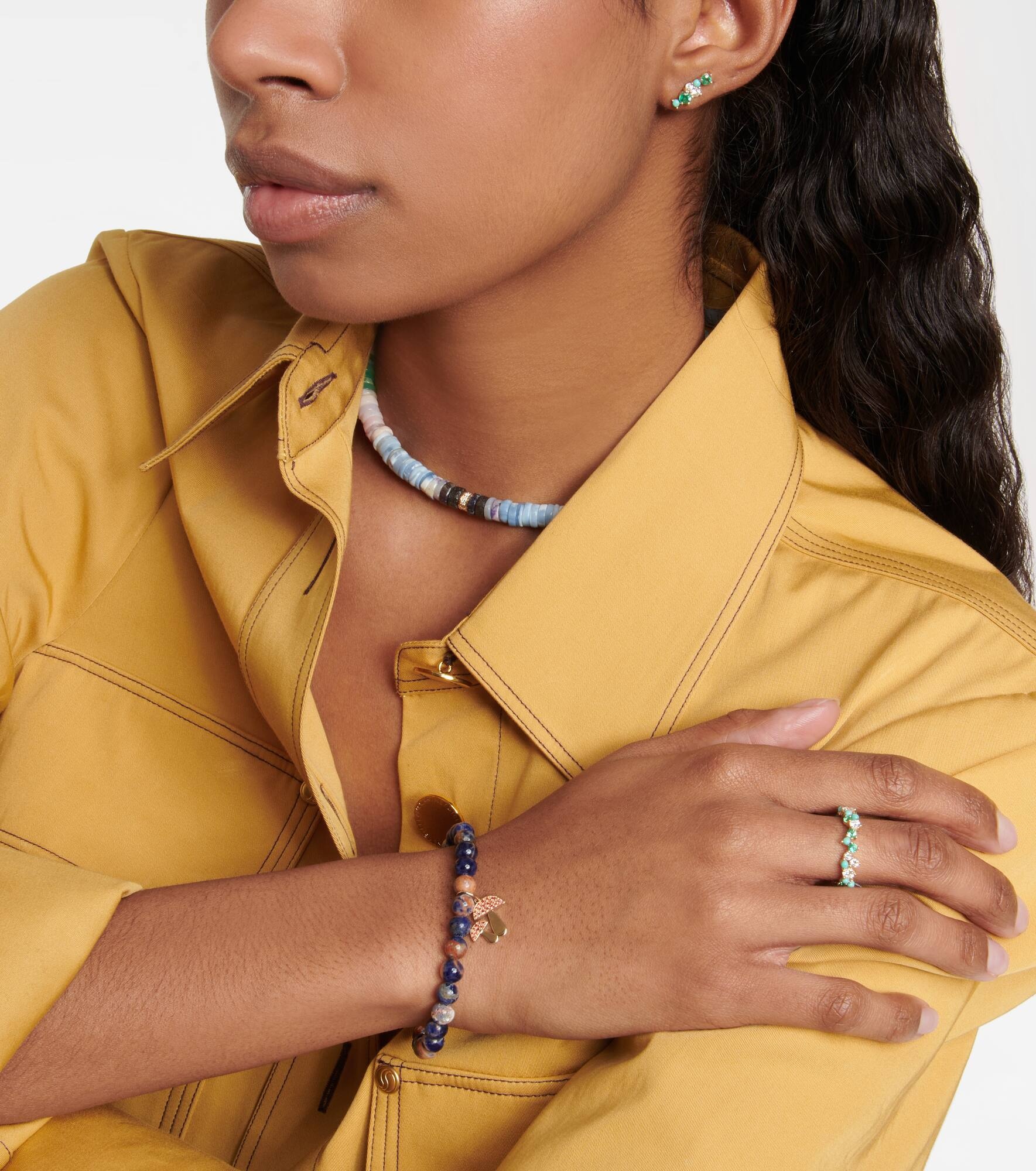 14kt gold beaded bracelet with sapphires and sodalite - 5