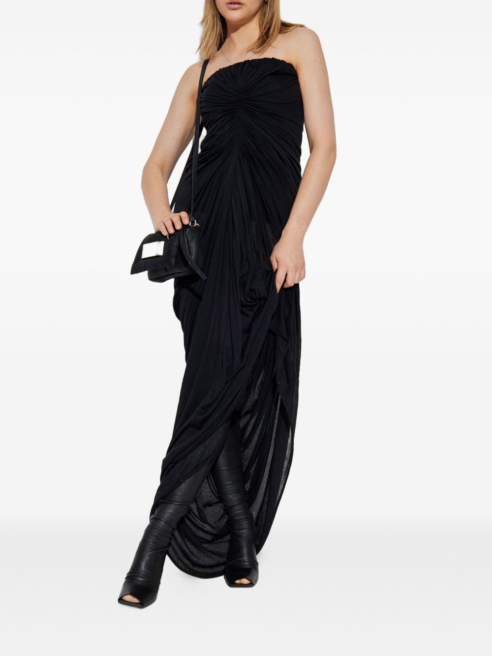 strapless draped maxi dress - 5