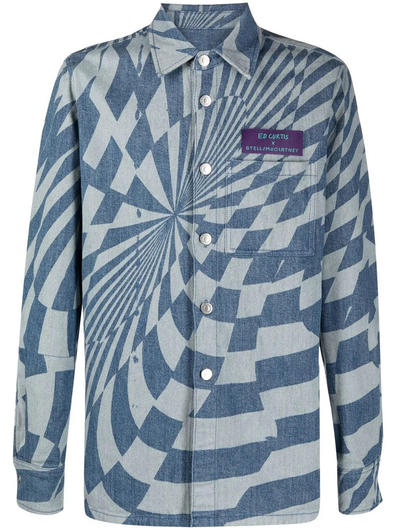 x Ed Curtis geometric pattern denim jacket 1