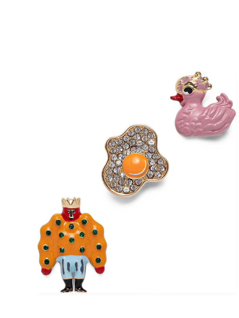 crystal-embellished enamel pins (set of three) 1