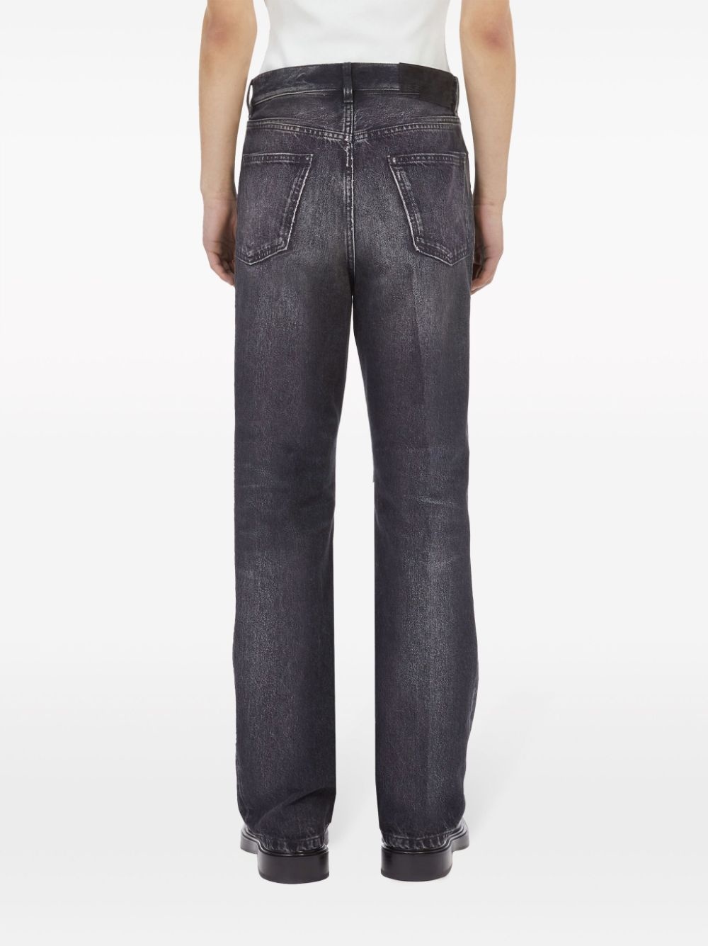 stonewashed denim straight-leg jeans - 4