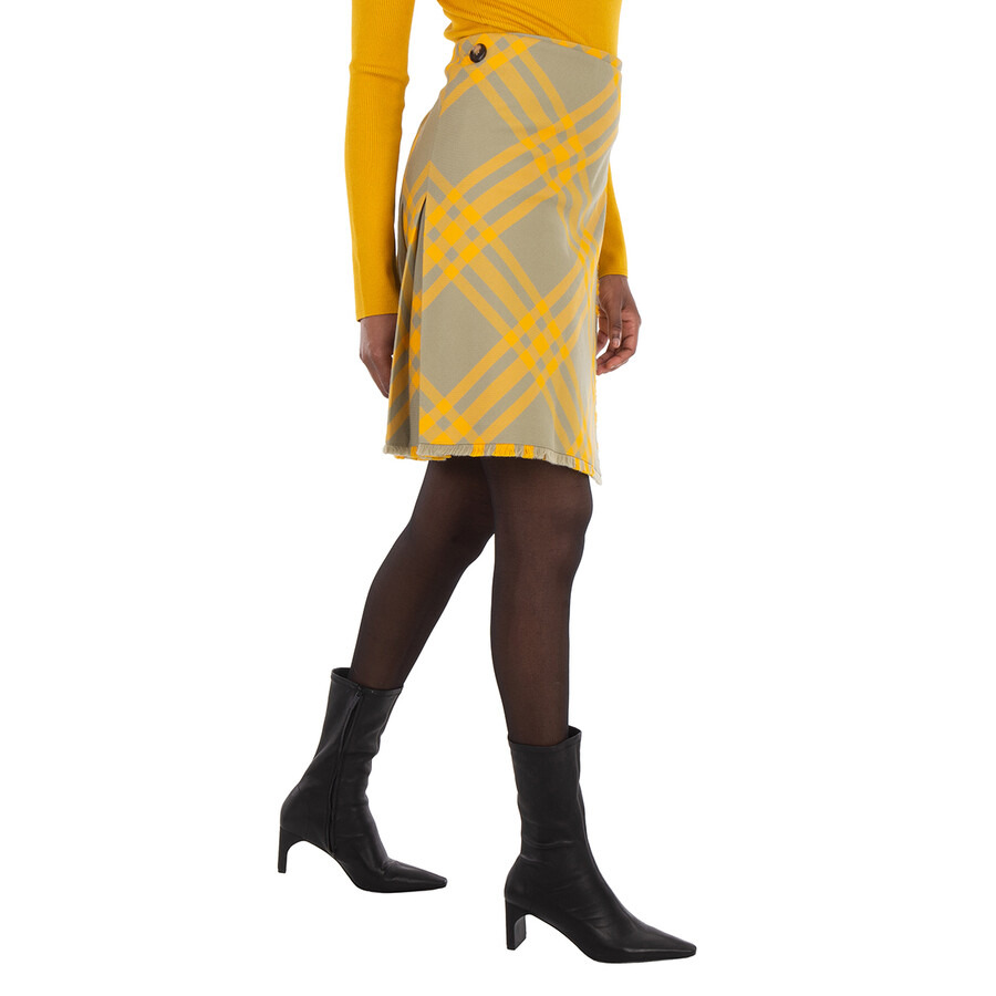 Burberry Check-Pattern Frayed Skirt - 4