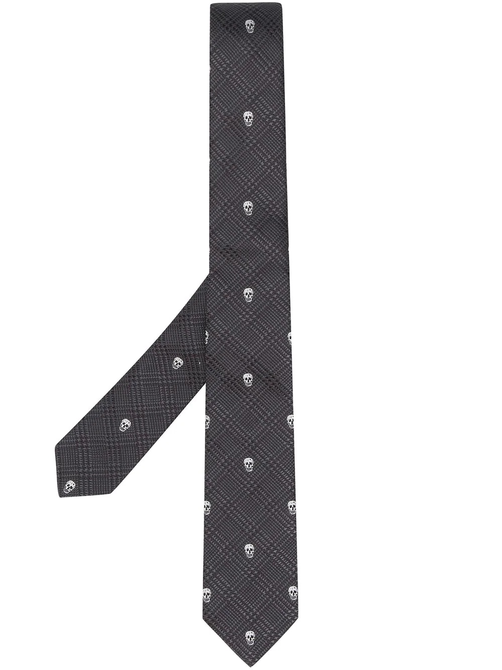 checked skull jacquard tie - 1