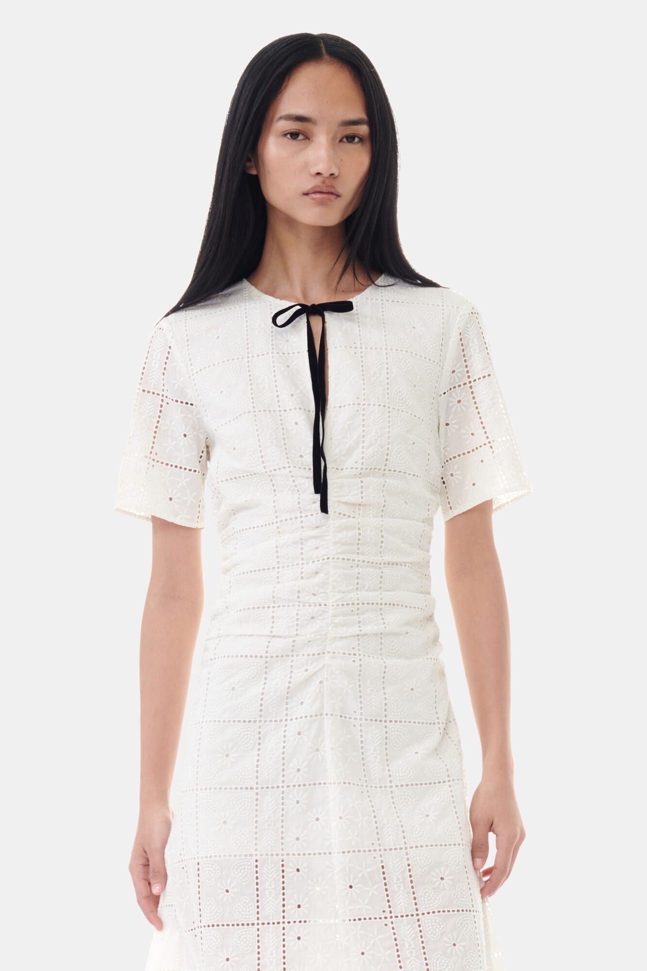 WHITE BRODERIE ANGLAISE LONG DRESS - 3