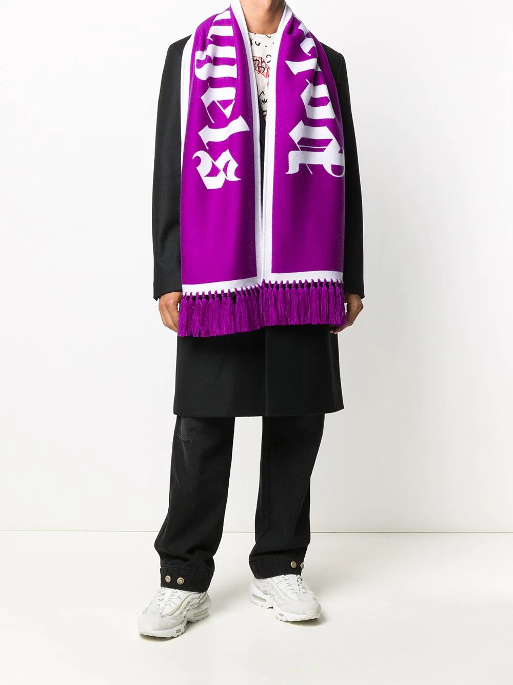 Logo double-face knitted scarf - 2