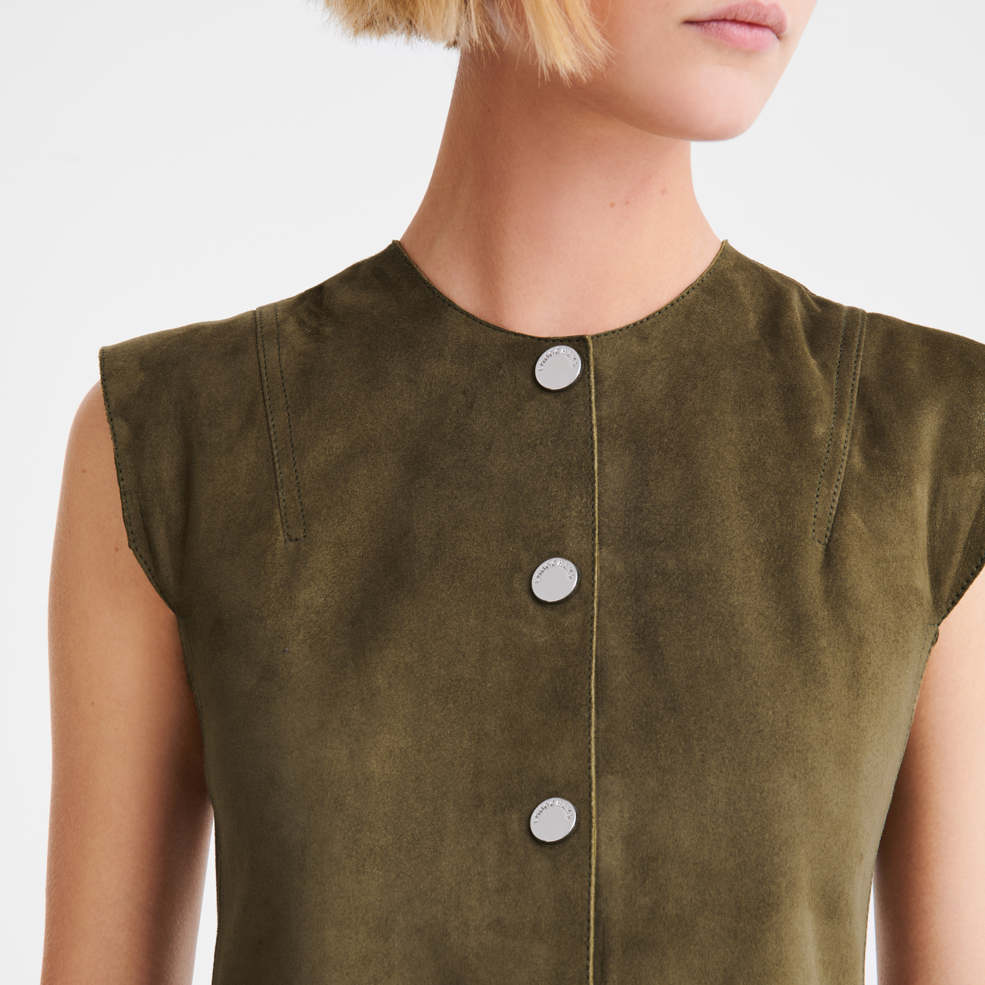 Sleeveless jacket Khaki - Leather - 4