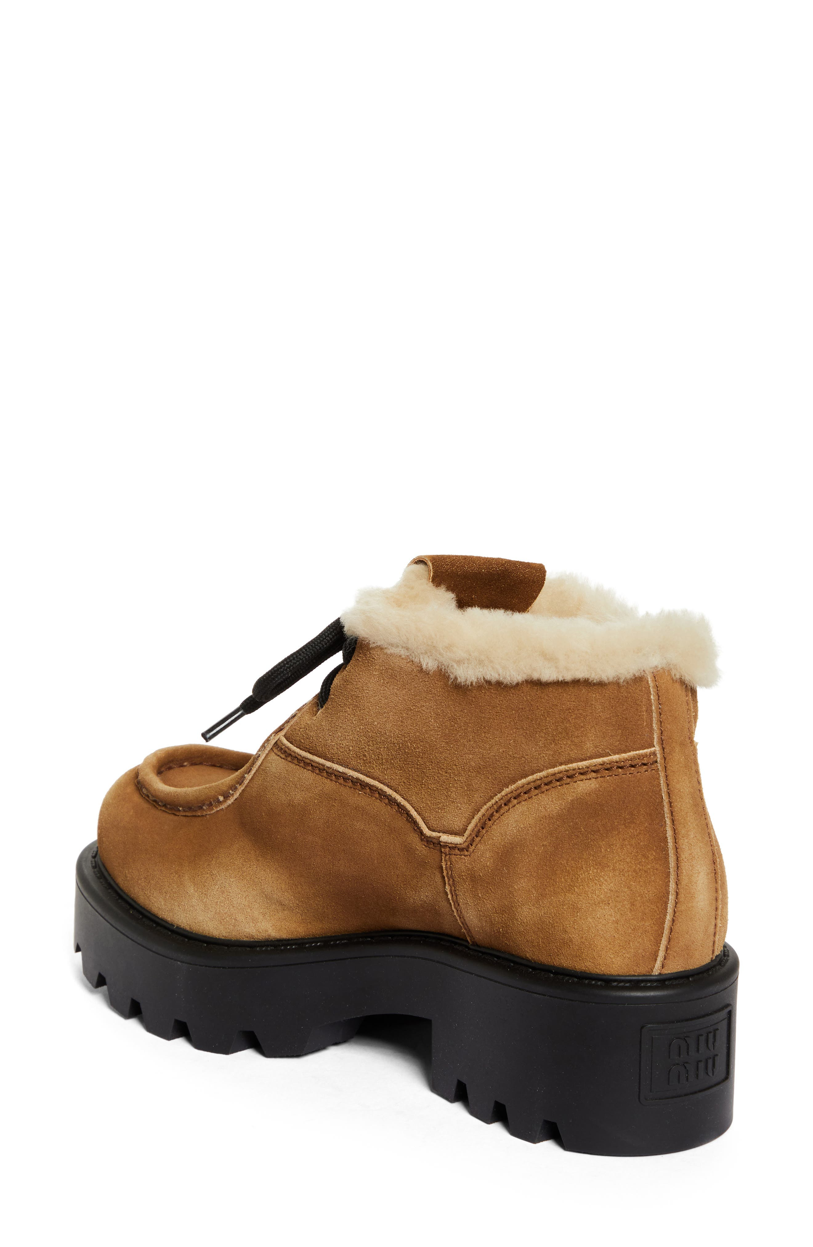 Miu Miu Boyfriend Genuine Shearling Lined Chukka Boot in Cannella at Nordstrom - 2