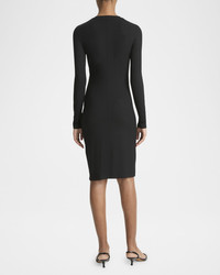 Vince Long-Sleeve Ruched Crewneck Dress | REVERSIBLE