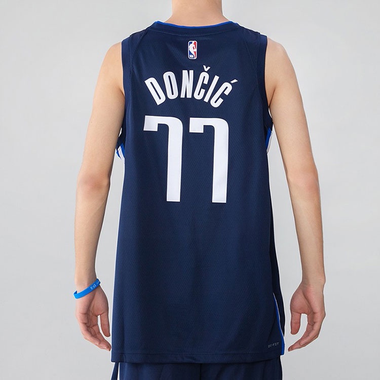 Nike NBA Basketball Jersey SW Fan Edition 20-21 Season Dallas Mavericks Doncic No. 77 Navy Blue Dark - 6