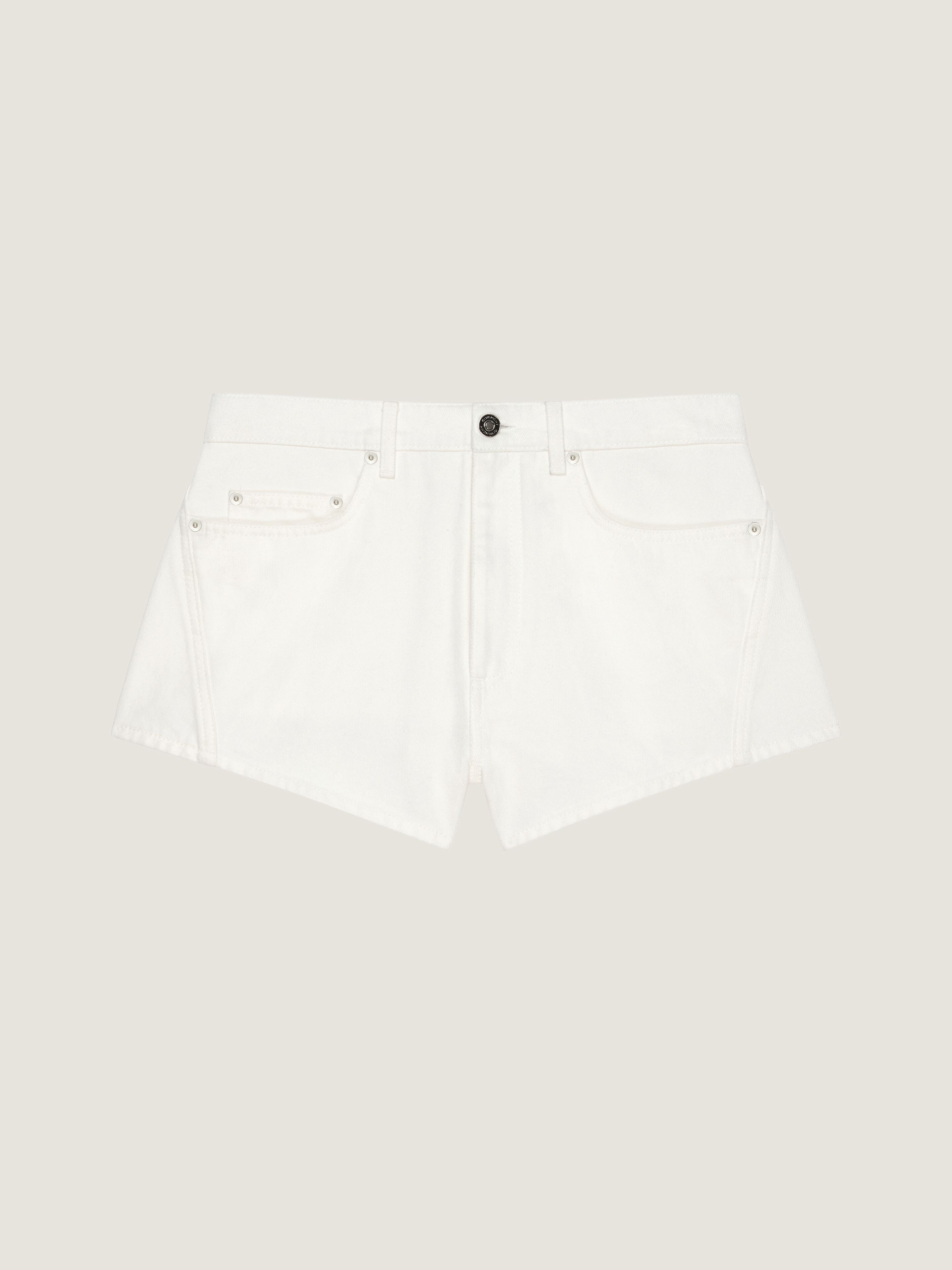 MINI SHORTS IN WHITE DENIM - 1