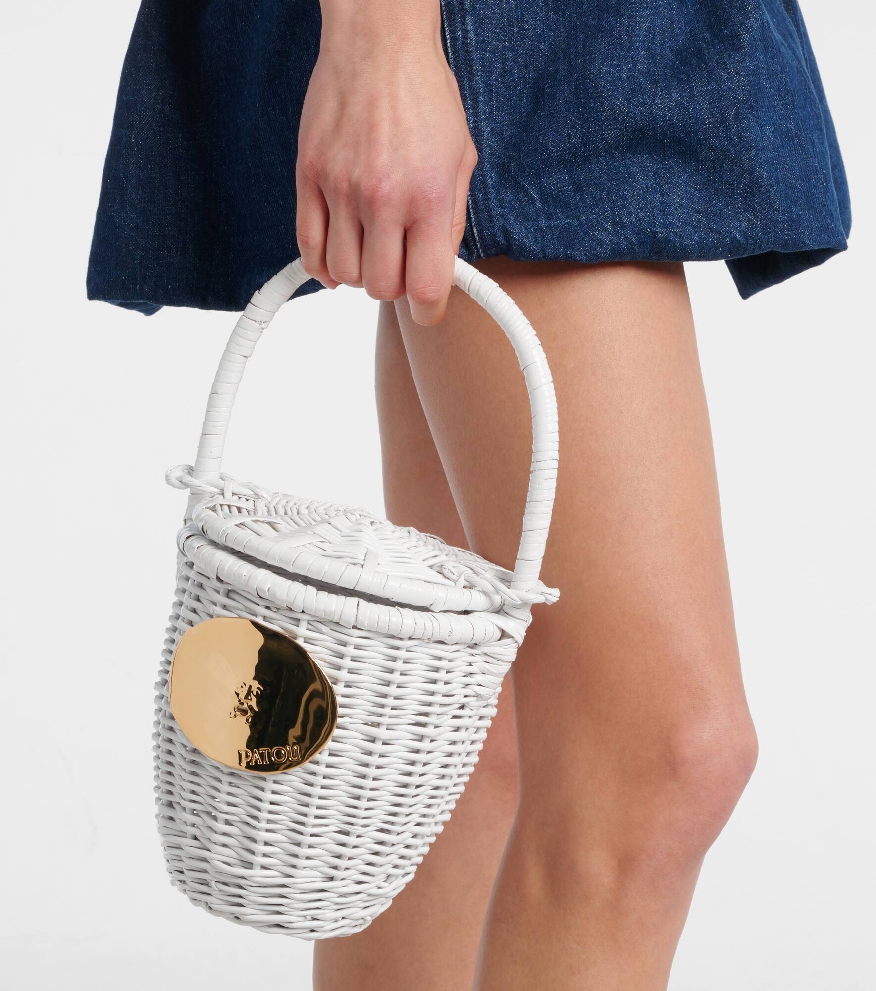 Embellished wicker bucket bag - 2