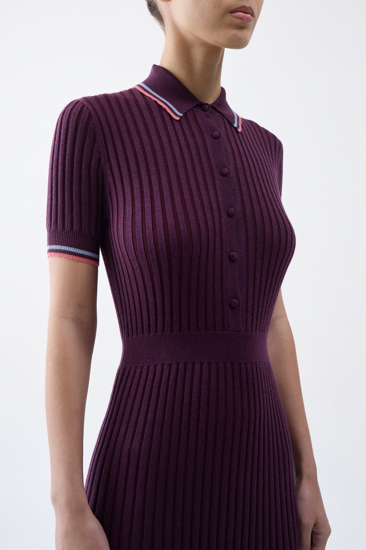 Eyot Knit Dress in Italian Plum Cashmere Silk - 5