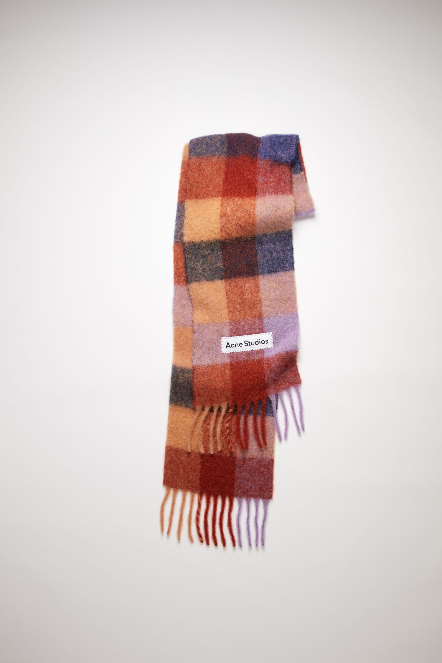 Large check scarf - Brown/lilac/navy - 1