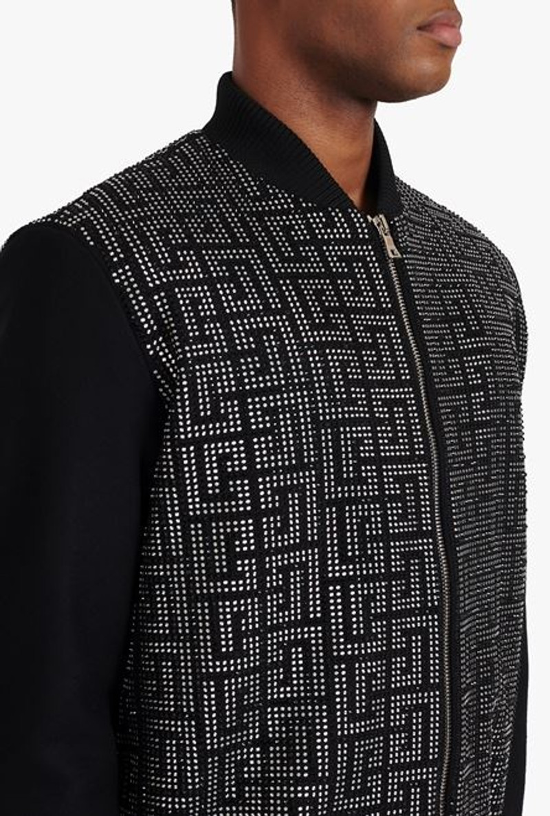 Teddy jacket with embroidered black and silver Balmain monogram 8