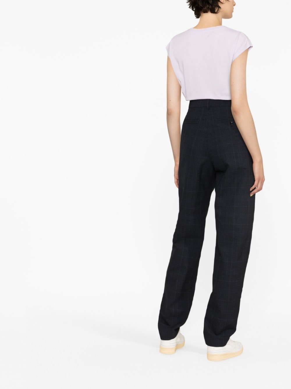 check-pattern tapered trousers - 3