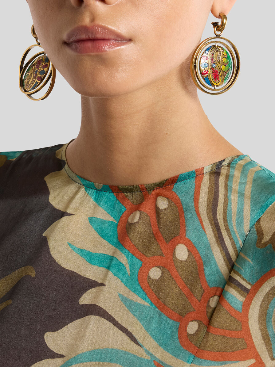DROP EARRINGS WITH PAISLEY BUTTON - 2